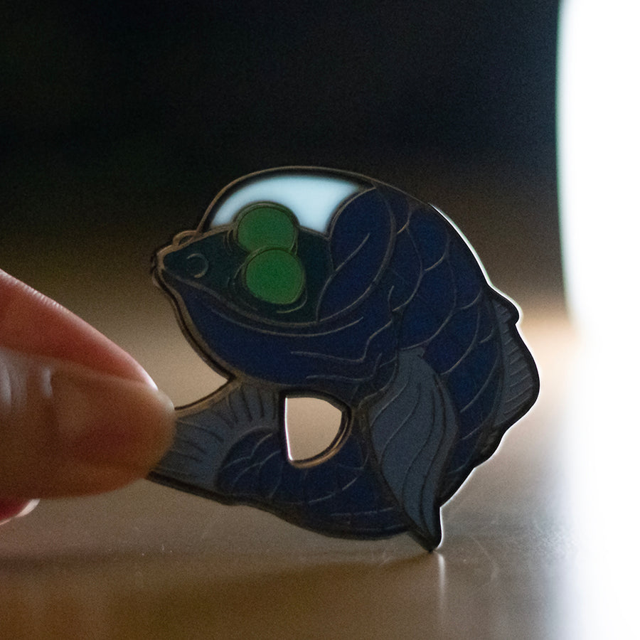 Barreleye Fish Enamel Pin [GLOWS IN THE DARK]