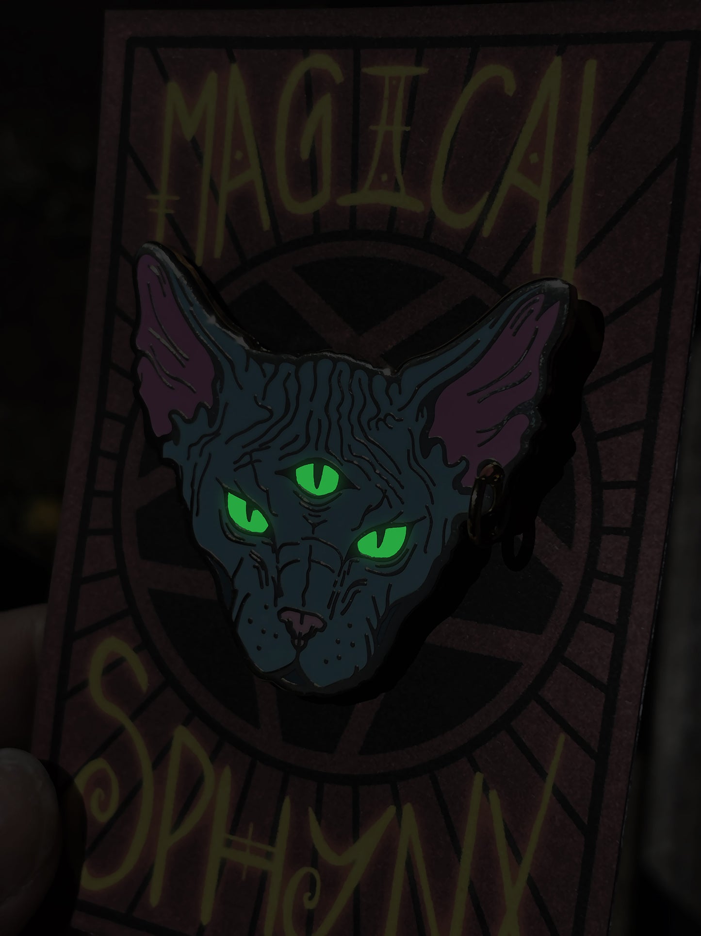 Sphynx Cat Enamel Pin [GLOWS IN THE DARK]