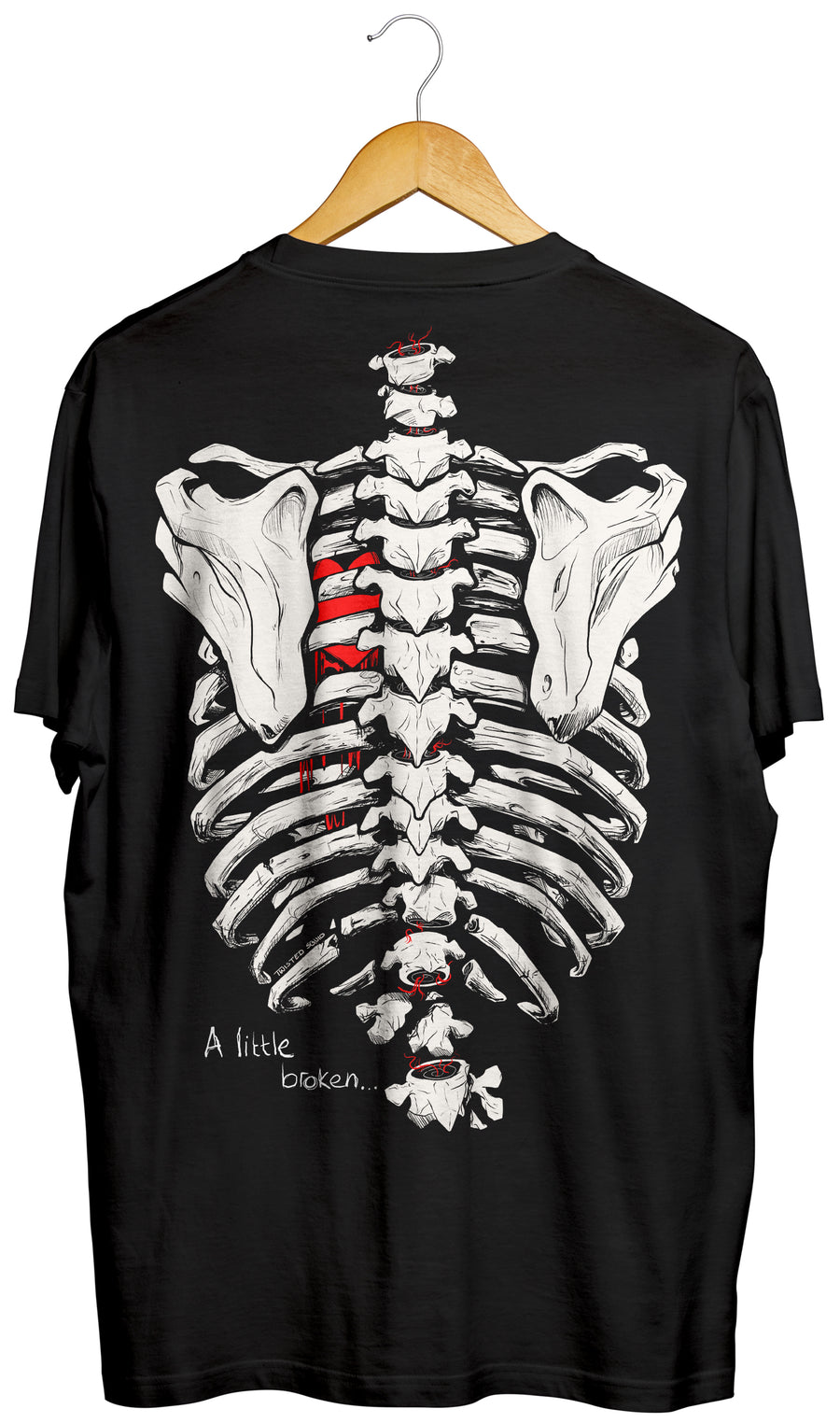 "A Little Broken" Skeleton Back Print T-Shirt