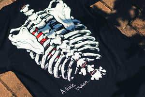 "A Little Broken" Skeleton Back Print T-Shirt